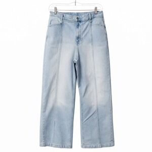 Gap High Rise Stride Wide Leg Jeans Light Wash Blue Front Seam Size 33 16R